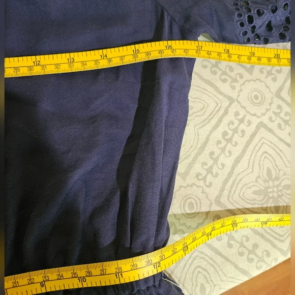 Michael Kors Navy Blue Tiered Eyelet Short Sleeve Dress XS - Picture 6 of 7